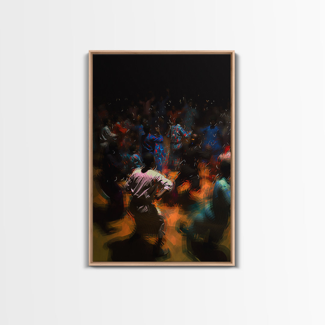 Dark African Dance Floor Celebration Wall Art, Expressive Night Festival Print, Vibrant Cultural Decor, Statement Art Gift