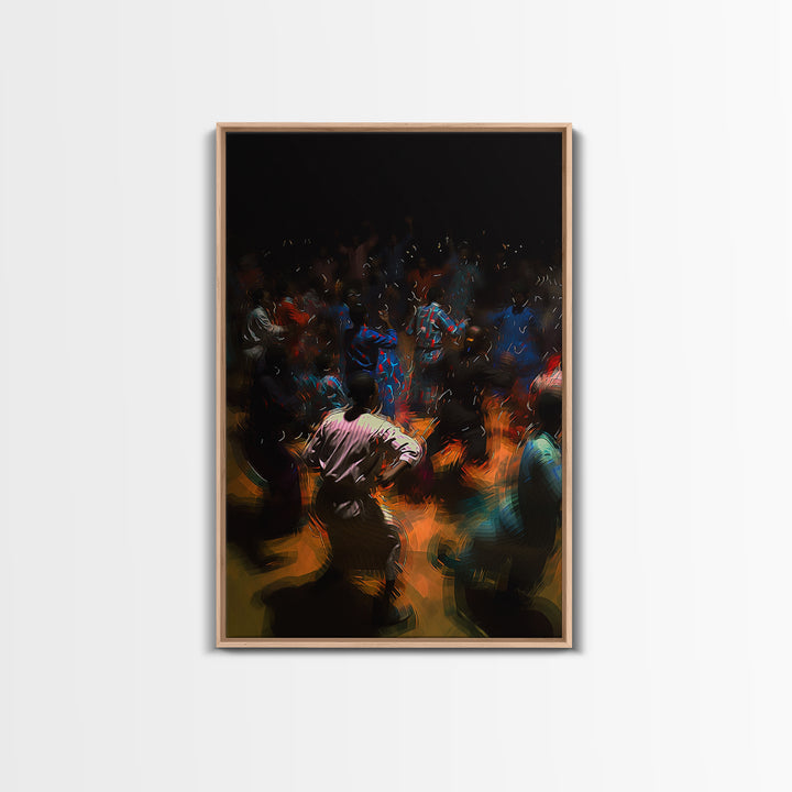 Dark African Dance Floor Celebration Wall Art, Expressive Night Festival Print, Vibrant Cultural Decor, Statement Art Gift