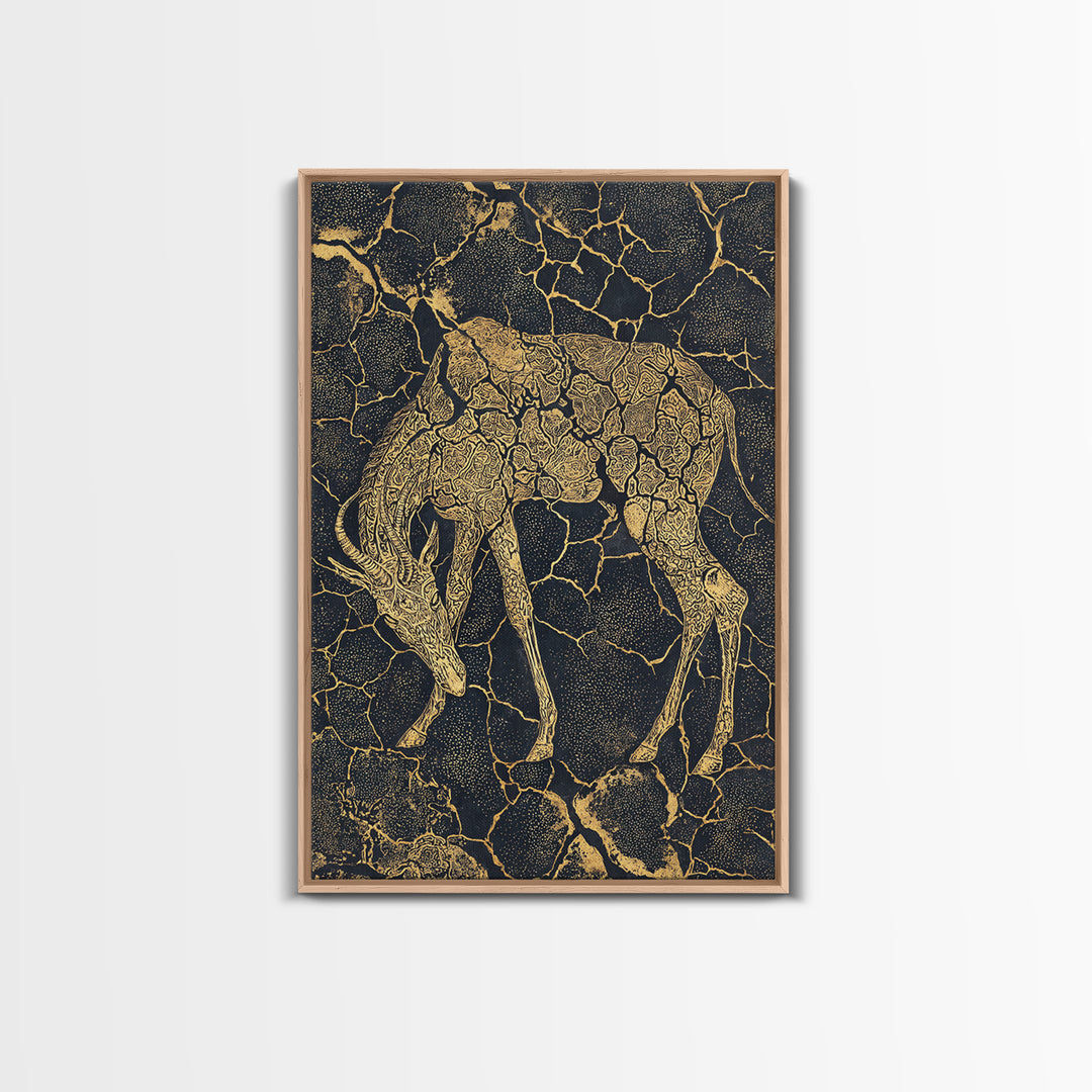 Ornate Gold Giraffe Canvas Print, African Animal Art, Black And Gold Art, Safari Decor, Luxury Living Room Wall Decor Gift