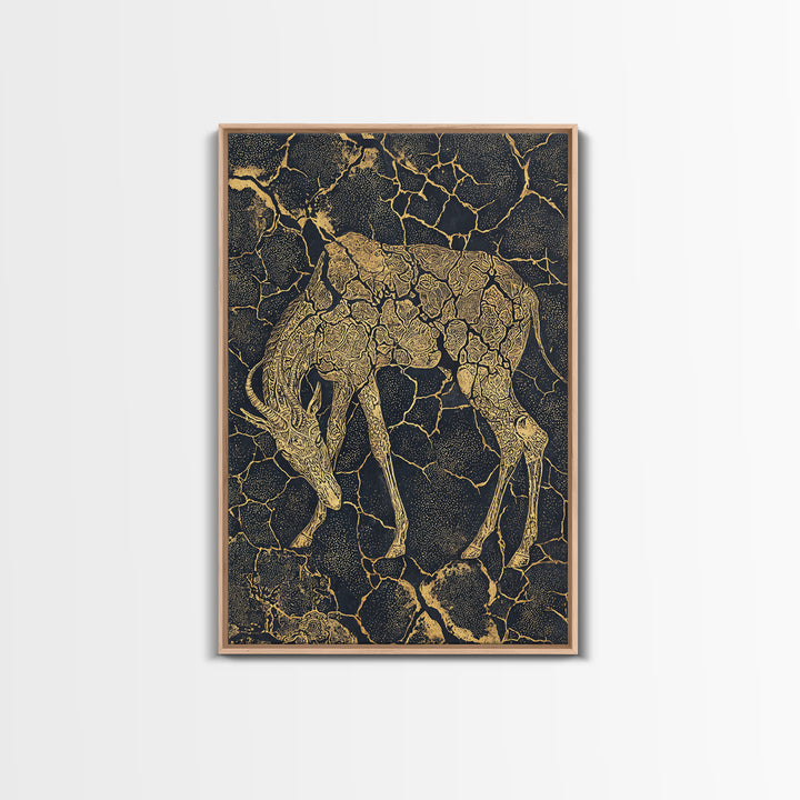 Ornate Gold Giraffe Canvas Print, African Animal Art, Black And Gold Art, Safari Decor, Luxury Living Room Wall Decor Gift