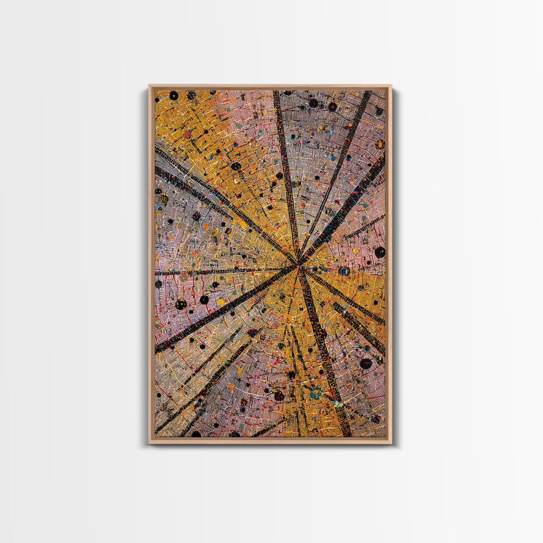 Radiant Orange Tribal Starburst Abstract Wall Art, African Pattern Print, Geometric Afrocentric Decor, Bold Canvas Artwork