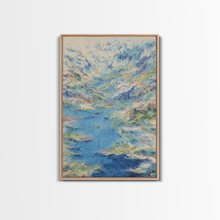Dreamy Blue Coastal Seascape Canvas Print, Modern African Inspired Art, Ocean Landscape Wall Decor, Serene Gallery Artwork