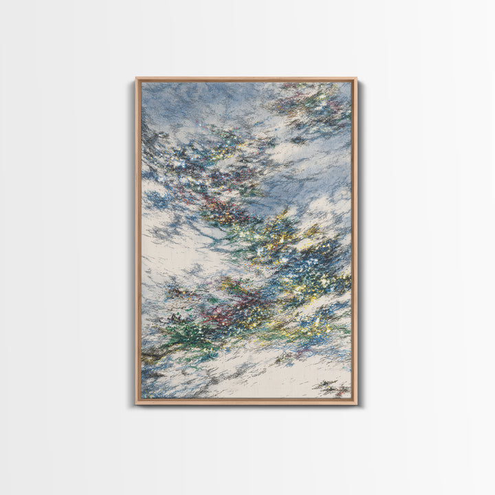 Wind Swept Blue Sky Abstract Wall Art, Dreamy Nature Scene Art, Modern Canvas Decor, Colorful Textured Landscape Fine Art Print