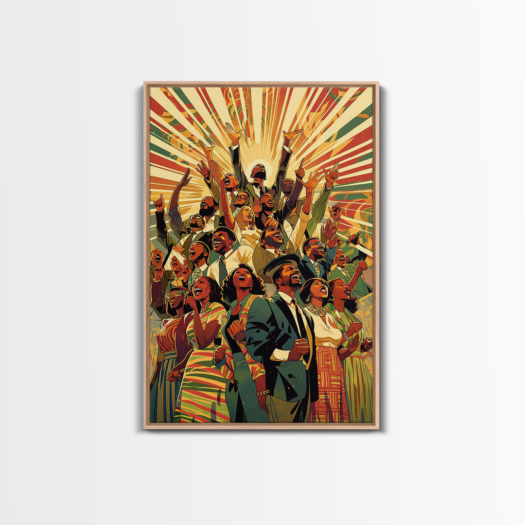 Joyful African Celebration Wall Art, Afrocentric Art, Black Culture Art, African American Art Prints, Colorful Home Decor