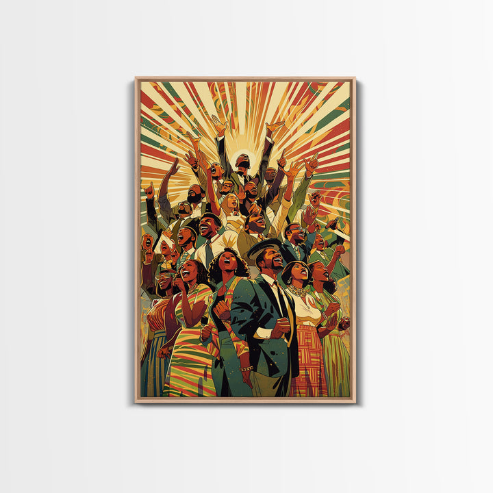 Joyful African Celebration Wall Art, Afrocentric Art, Black Culture Art, African American Art Prints, Colorful Home Decor
