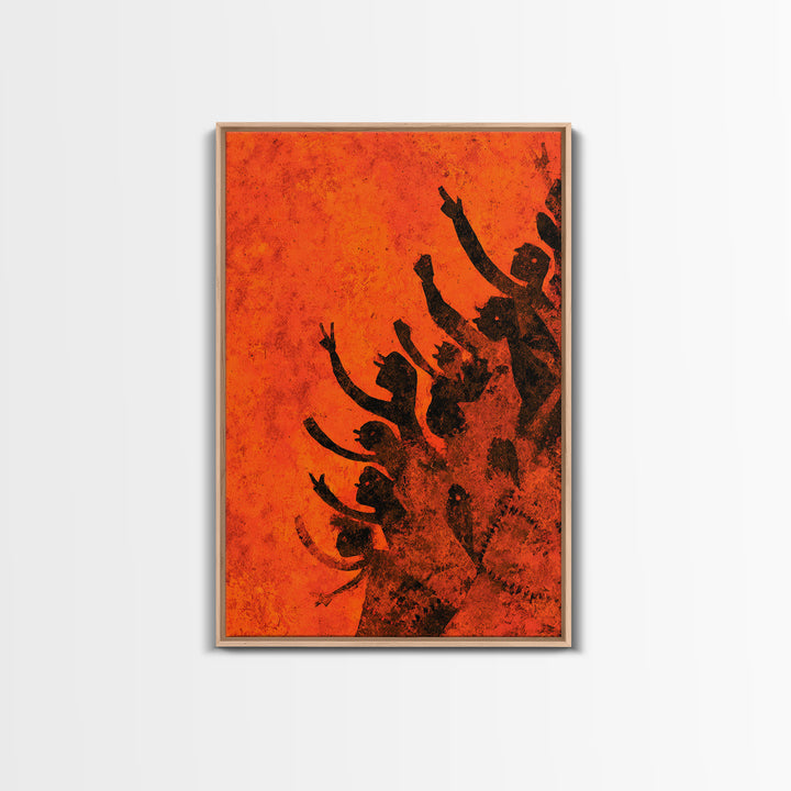 Orange African Dance Silhouettes Wall Art, African Celebration, Black Women Art, Afrocentric Decor, Empowerment Gift For Her
