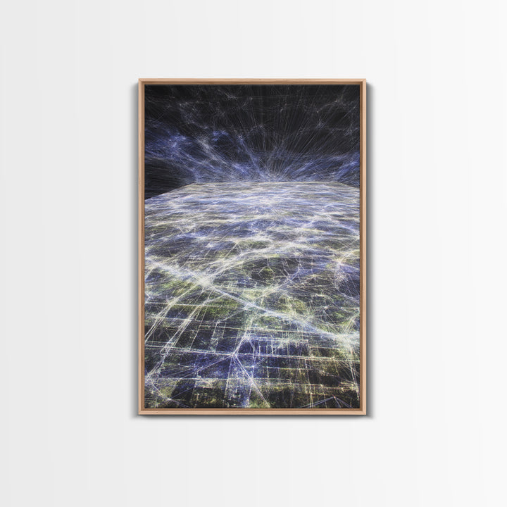 Futuristic Earth Data Horizon Canvas Print, Afrofuturism Decor, Digital Network Art, Modern Space Wall Decor For Office Gift