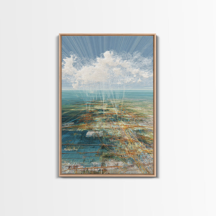 Dreamy Ocean Cloud Abstract Wall Art, Blue Coastal Landscape Print, Modern Nature Scene Decor, Serene Home Office Art Gift