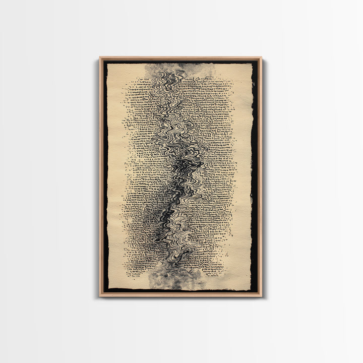 Antique Parchment Abstract Calligraphy Canvas Print, Ancient Manuscript Texture, Neutral Boho Wall Decor, Spiritual Art Gift