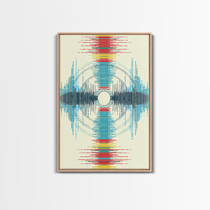 Vibrant Soundwave Circles In Red Blue Yellow Wall Art, Abstract Geometric Print, Modern Office Decor, Digital Art Africa