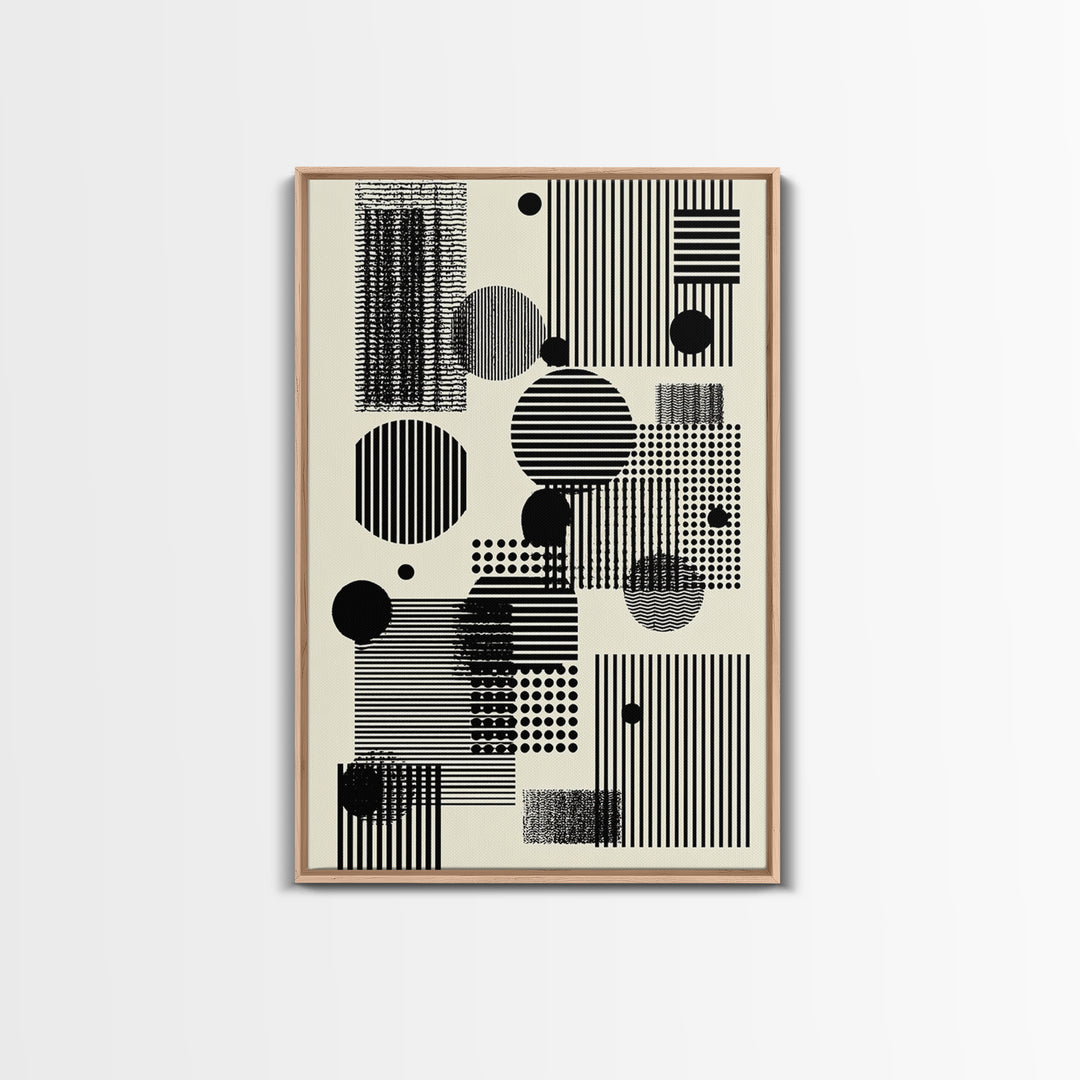 Minimal Black White Circles Stripes And Dots Wall Art, Geometric Wall Art, Minimalist Decor, Abstract Art Print, Modern Home Decor