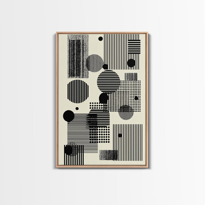 Minimal Black White Circles Stripes And Dots Wall Art, Geometric Wall Art, Minimalist Decor, Abstract Art Print, Modern Home Decor