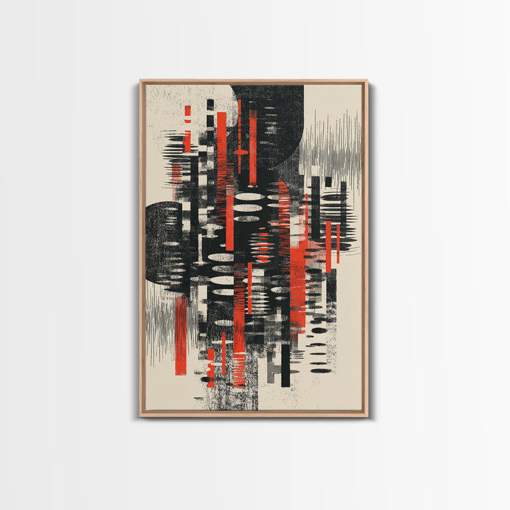 Black Red Textured Marks On Cream Wall Art, African Art Abstract, Modern Black Art, Statement Wall Art, Home Decor, Artistic Gift