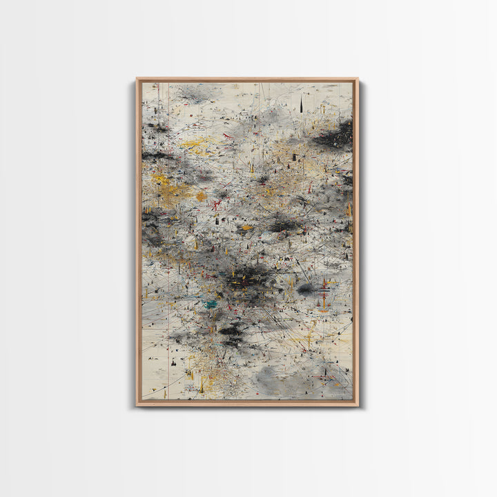 Neutral Abstract Storm Map Wall Art, Modern Canvas Art, Black Gold Minimalist Decor, Contemporary Office Art Print For Home