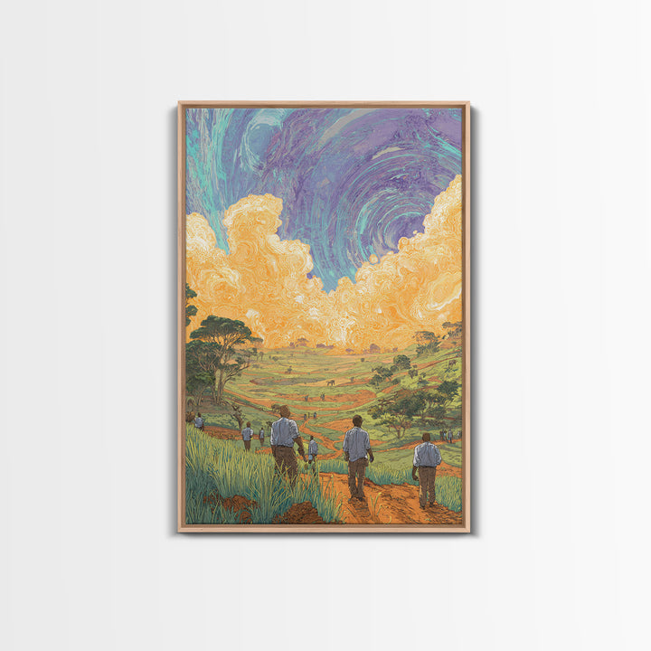 Rolling African Valley With Golden Clouds Canvas Print, African Landscape Wall Art, Nature Scene Art, Earth Tone Home Decor