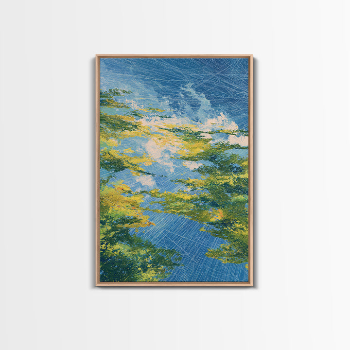 Blue Green Abstract African Landscape Canvas Print, Modern Wall Art, Nature Scene Art, Textured Home Decor For Living Room