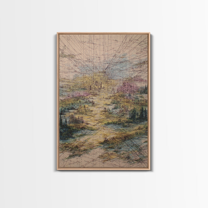 Pastel Pathway Abstract Wall Art, Dreamy Landscape Print, Modern Office Decor, Textured Blue Pink Large Canvas, Home Decor Gift