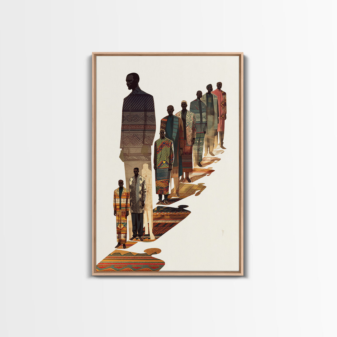 Elegant African Men In Patterned Robes, Wall Art, African Fabric, Afrocentric Art, Cultural Art Print, Heritage Portrait
