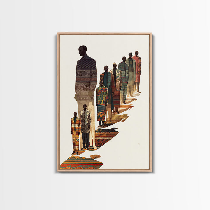 Elegant African Men In Patterned Robes, Wall Art, African Fabric, Afrocentric Art, Cultural Art Print, Heritage Portrait
