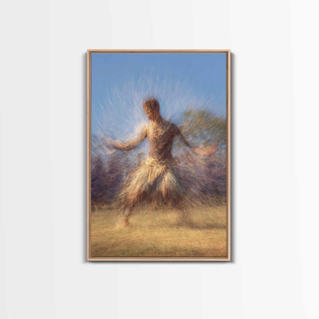 Blurred African Dancer In Grass Skirt, African Wall Art, Afrocentric Canvas Print, Cultural Home Decor, Warrior Dance Gift