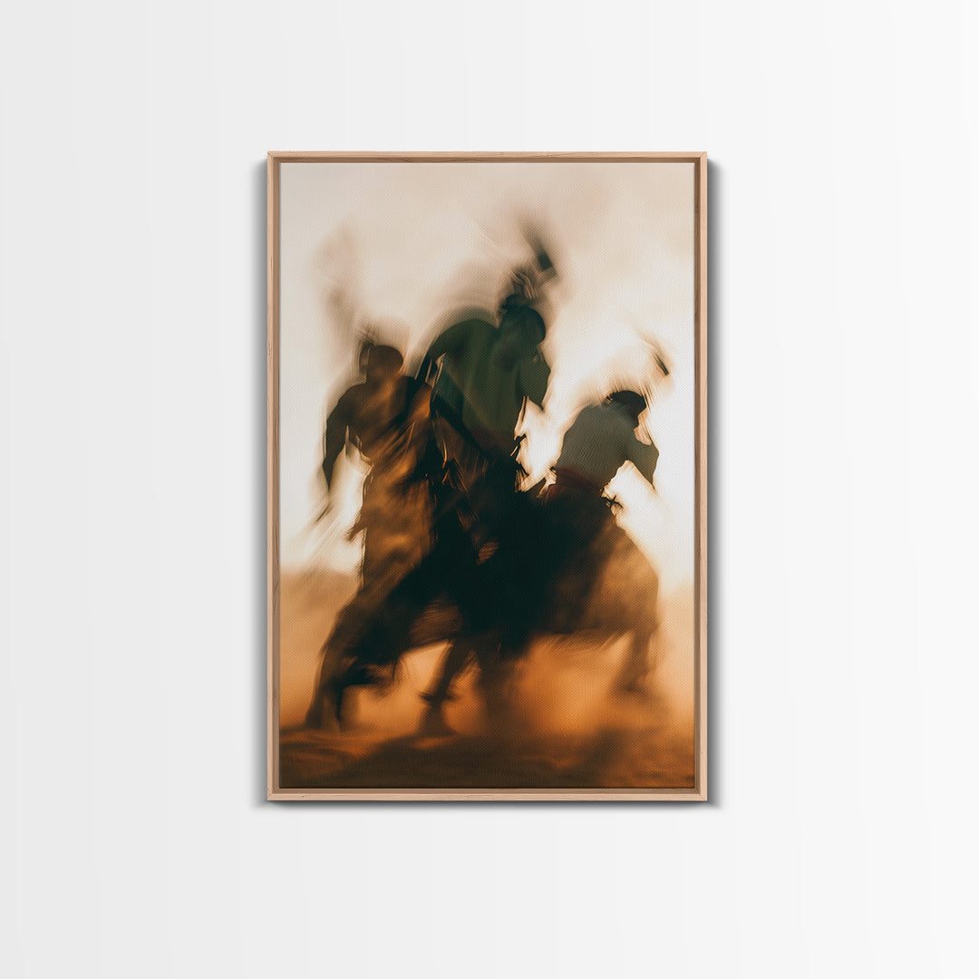 Galloping African Warriors On Horseback, African Warrior Art, Framed Canvas Print, Safari Decor, Cultural Wall Decor Gift