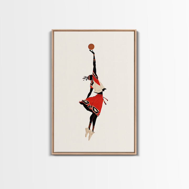 Maasai Warrior Basketball Leap Wall Art, African Warrior Art, African Wall Decor, Afrocentric Sports Canvas Print Gift Decor