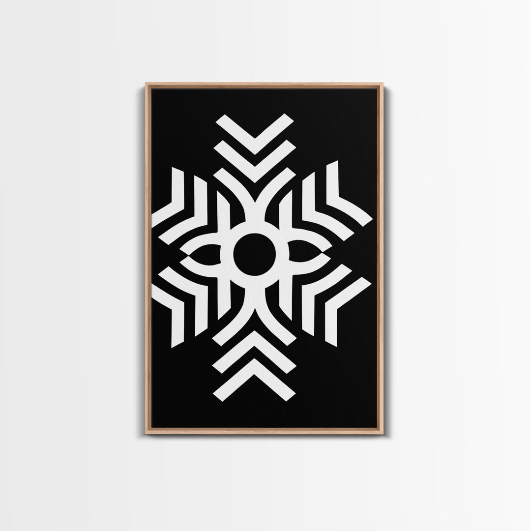 Black And White Tribal Geometric Symbol Wall Art, Afrocentric Abstract Print, African Pattern Decor, Modern Minimalist Canvas