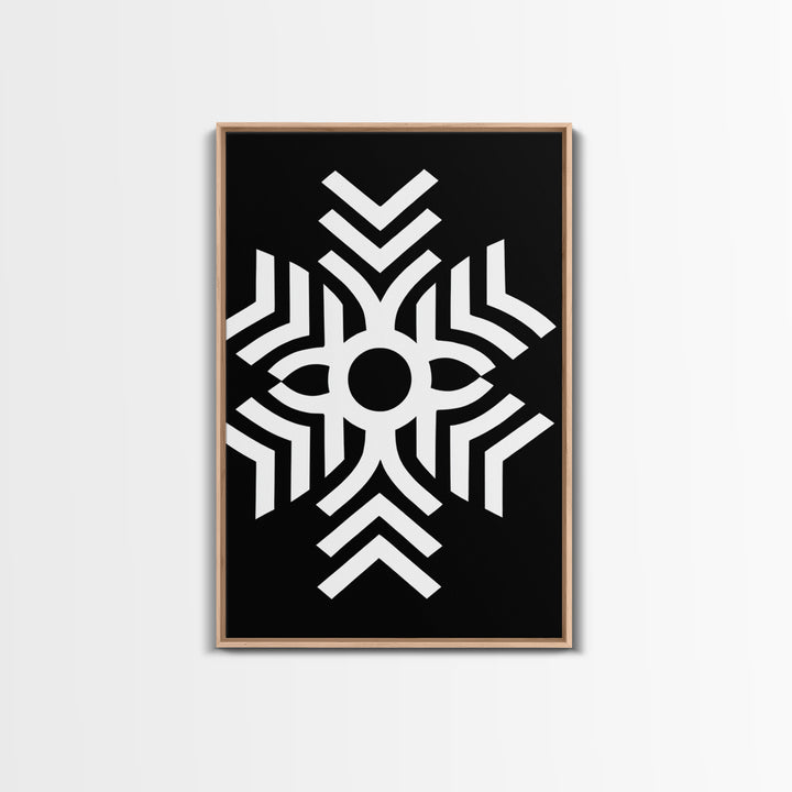 Black And White Tribal Geometric Symbol Wall Art, Afrocentric Abstract Print, African Pattern Decor, Modern Minimalist Canvas