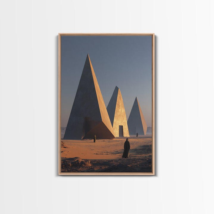 Modern Nubian Pyramids At Sunset Wall Art, African Egyptian Art Print, Ancient African Decor, Desert Architecture Poster