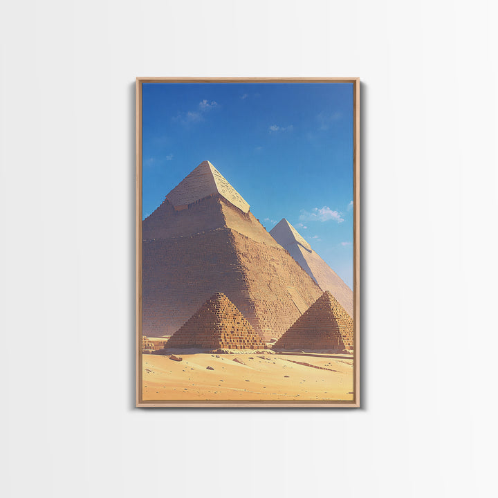 Sunlit Giza Pyramid Close Up Canvas Print, African Egyptian Art, Ancient African Wall Art, Desert Travel Poster, Home Decor