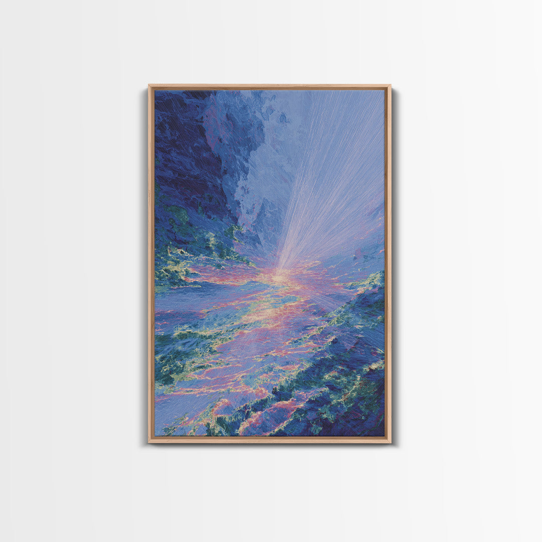 Radiant Blue Ocean Sunrise Wall Art, Abstract Seascape Canvas Print, Coastal Home Decor, Dreamy Beach Art, Large Wall Decor