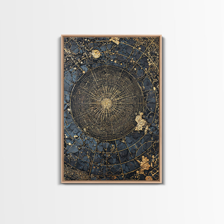 Black And Gold Celestial Mandala Wall Art, Luxury Canvas Art, Geometric Spiritual Decor, Elegant Home Art Statement Piece