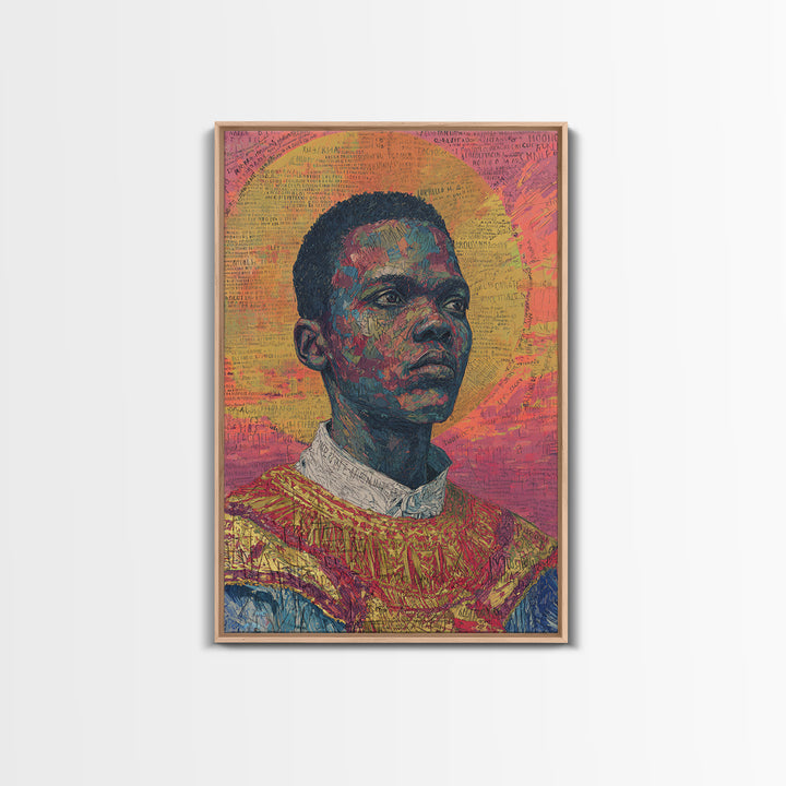 Radiant Black Man Portrait With Golden Halo Wall Art, African American Art, Afrocentric Decor, Black Culture Gift, Statement Home Decor