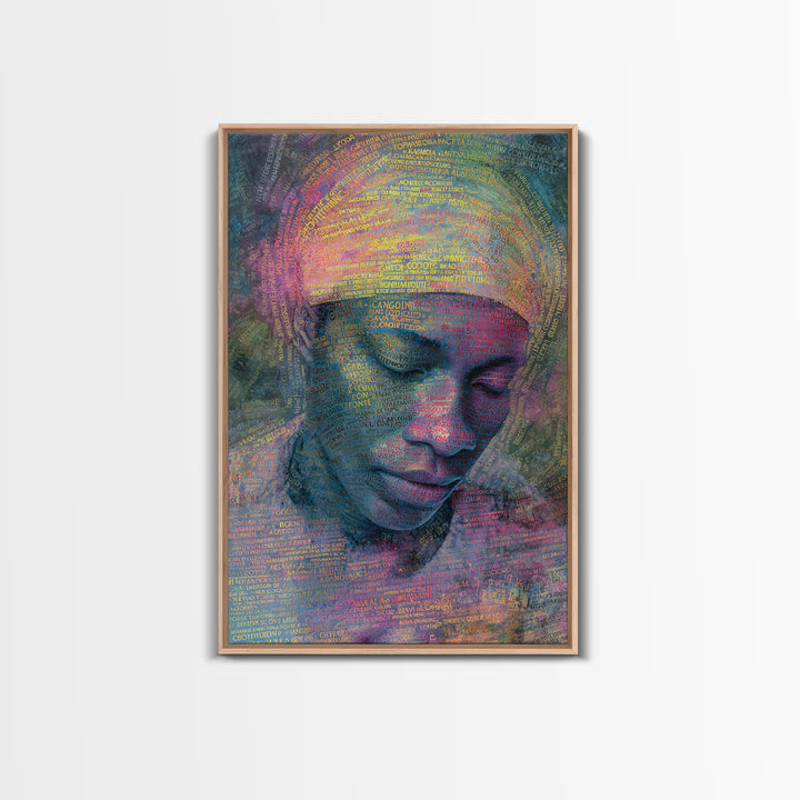 Dreamlike African Woman Portrait Canvas Print, Afrocentric Wall Art, Black Woman Art, Melanin Decor, Gift For Her, Spiritual Wall Decor