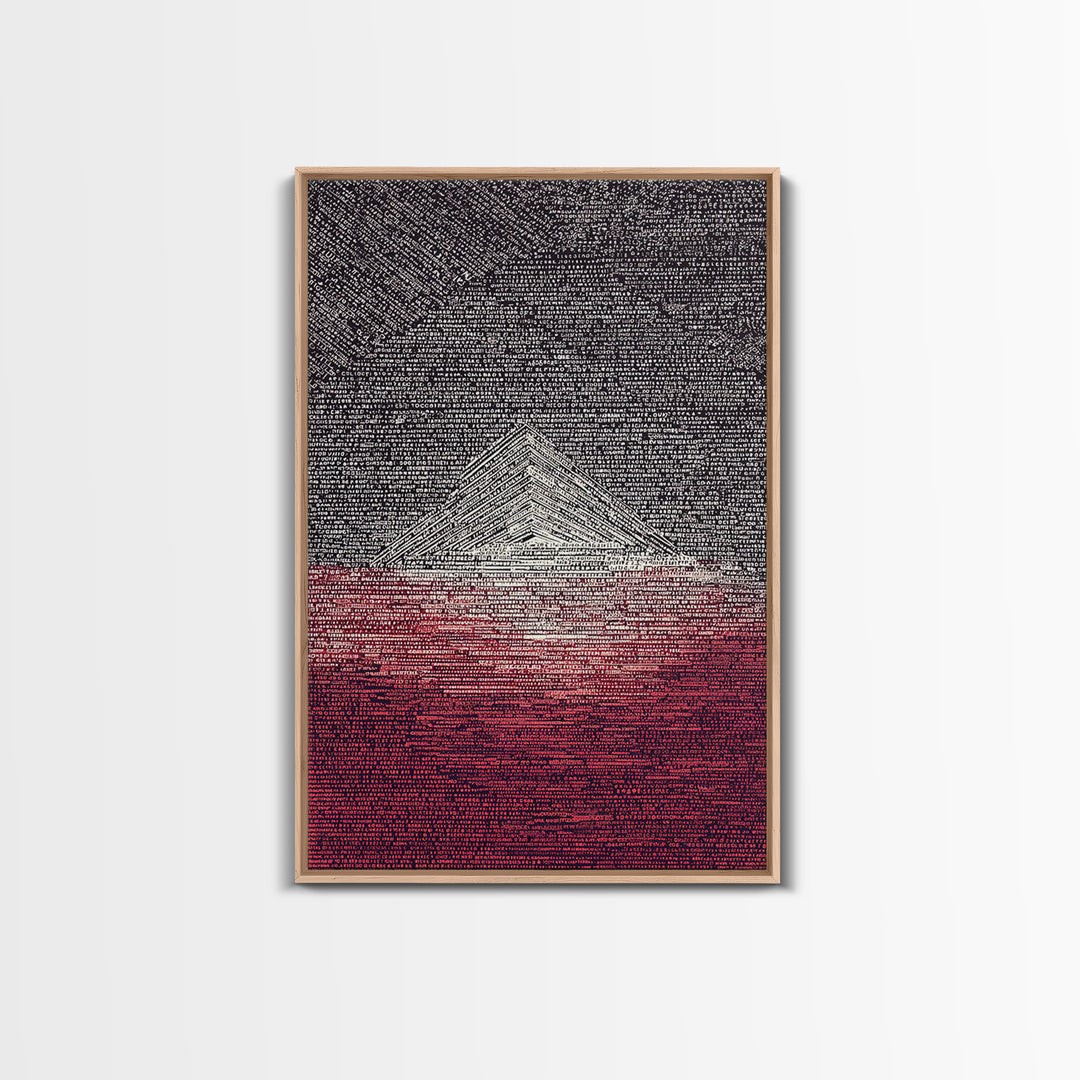 White Pyramid Over Crimson Horizon Wall Art, African Egyptian Art, Geometric Wall Art, Modern Black Decor, Statement Gift