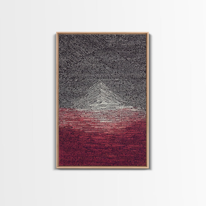 White Pyramid Over Crimson Horizon Wall Art, African Egyptian Art, Geometric Wall Art, Modern Black Decor, Statement Gift