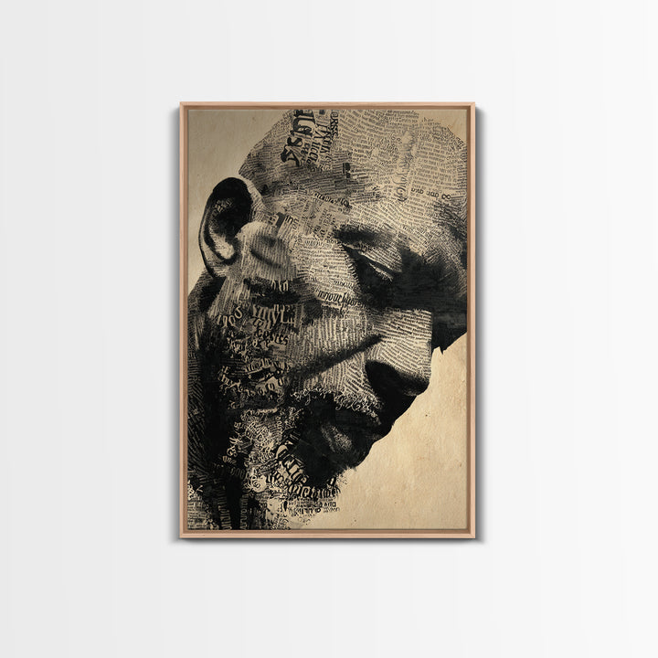 Sepia Black Man Profile With Typography Canvas Print, African Portrait, Black Man Wall Art, Afrocentric Decor, Gift For Him
