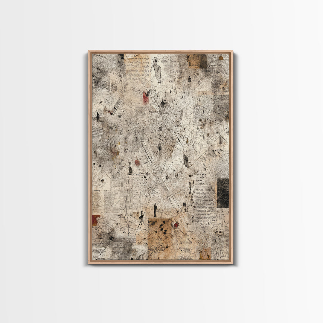Minimal Abstract Figures On Parchment Wall Art, Contemporary Art, Ethnic Wall Decor, Neutral Gallery Art, Unique Gift For Art Lovers