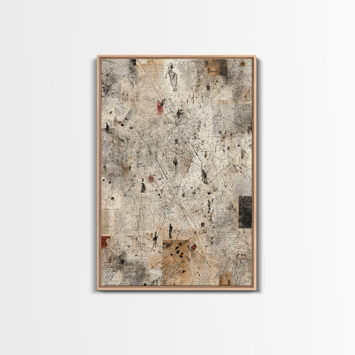 Minimal Abstract Figures On Parchment Wall Art, Contemporary Art, Ethnic Wall Decor, Neutral Gallery Art, Unique Gift For Art Lovers