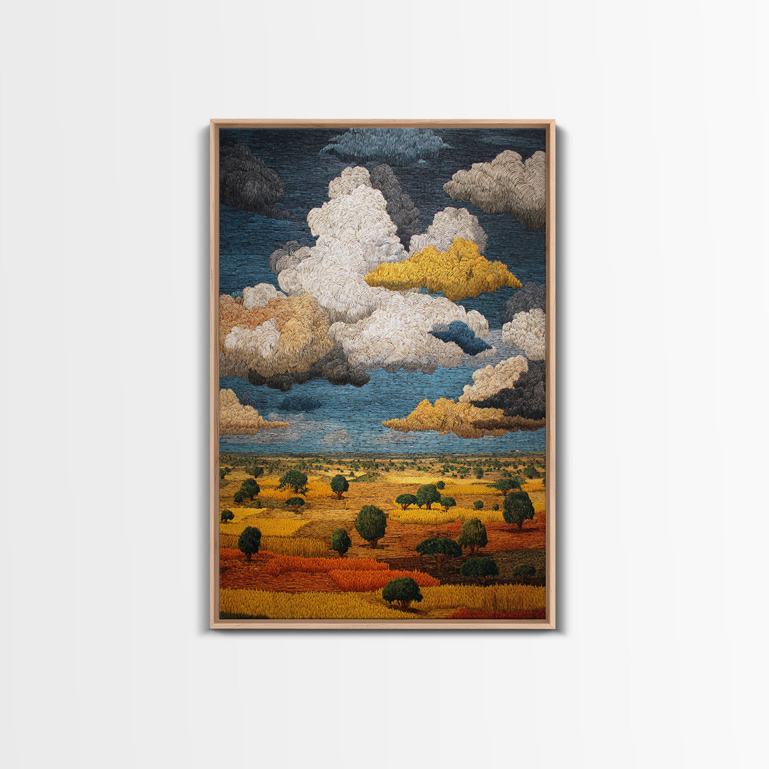 African Savanna Under Golden Storm Clouds Wall Art, Textured Landscape Canvas, Afrocentric Decor, Safari Home Gift For Living Room