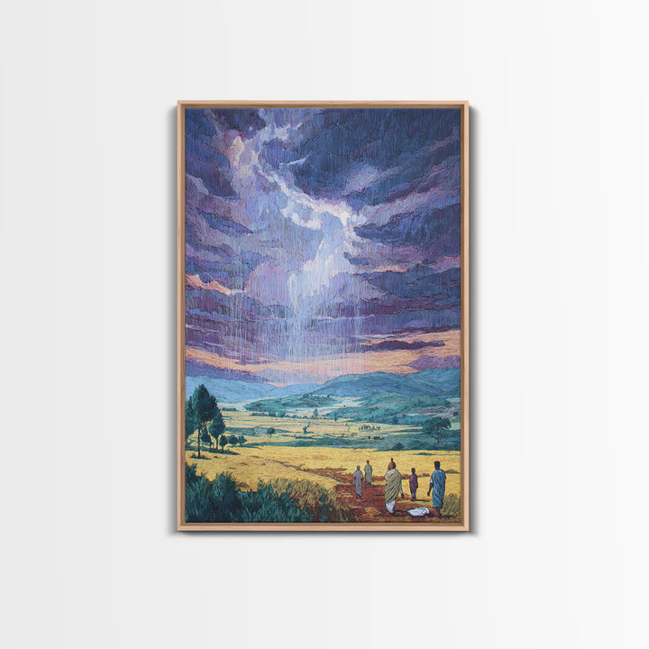 African Rainstorm Over Golden Plains Wall Art, Blue Sky Landscape Canvas, Cultural Decor, Afrocentric Gift For Living Room