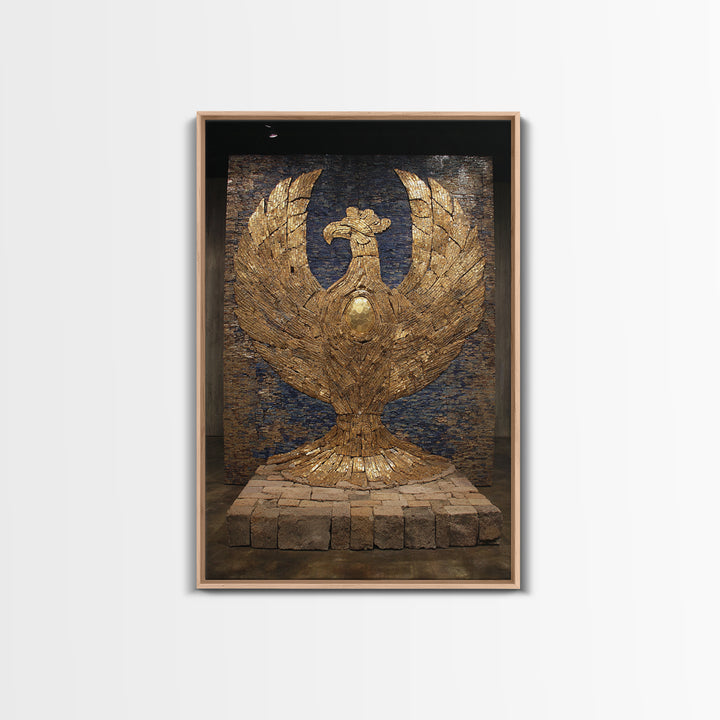 Monumental Golden Phoenix Wall Art, African Inspired Sculpture Decor, Black And Gold Art, Luxury Canvas Art, Statement Wall Decor