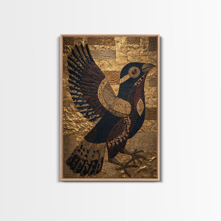 Gold Textured African Bird Wall Art, Black And Gold Tribal Art Print, Afrocentric Decor, Cultural Home Decor Gift, Statement Piece