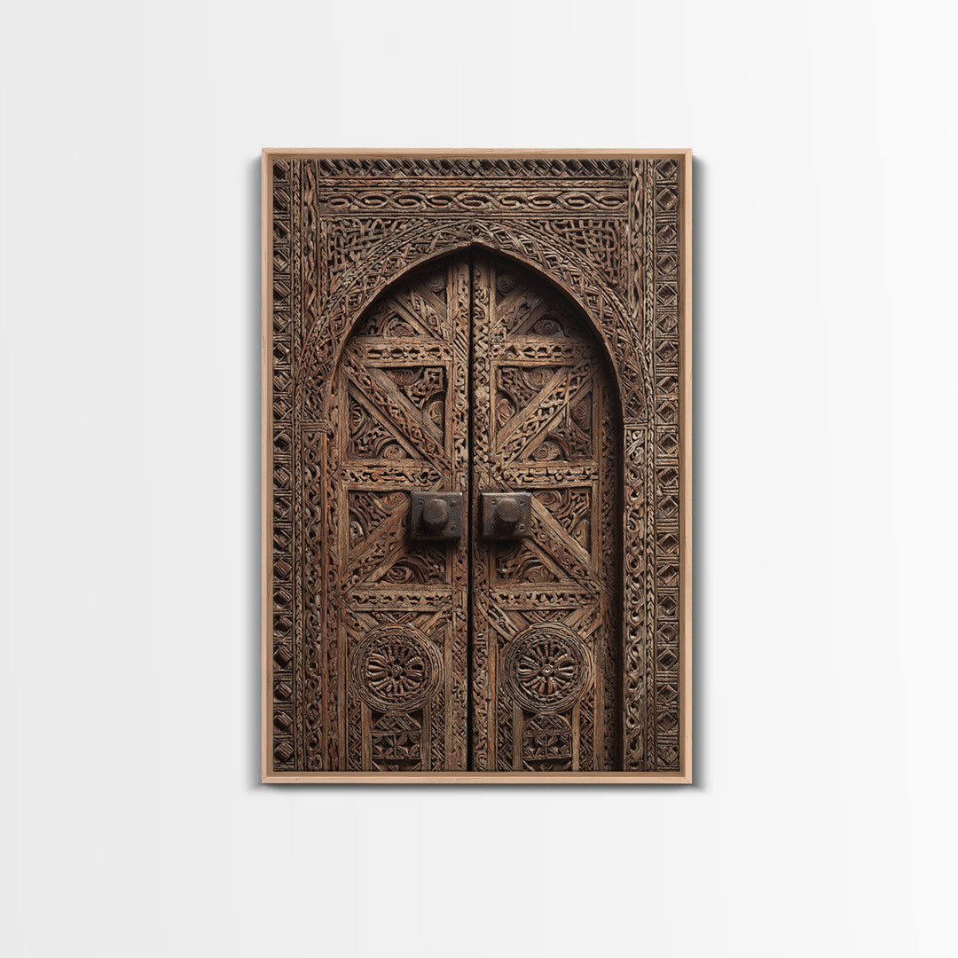 Intricate Rustic African Carved Door Wall Art, African Home Decor, Tribal Patterns, Wooden Architecture Poster Print, Housewarming Gift