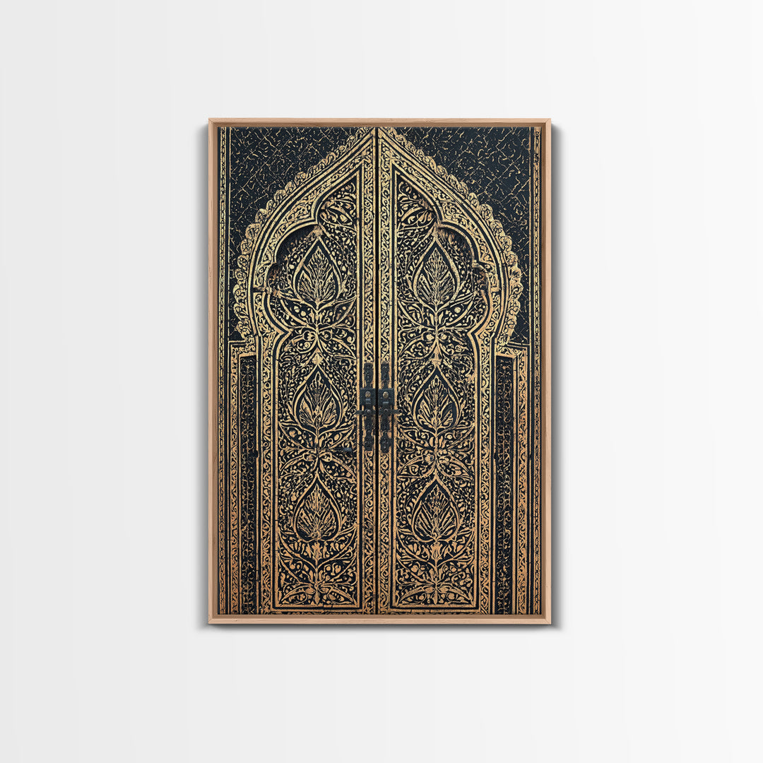 Black And Gold Ornate African Door Canvas Print, African Wall Art, Luxury Canvas Art, Spiritual Wall Decor, Boho Decor, Gold Black Canvas
