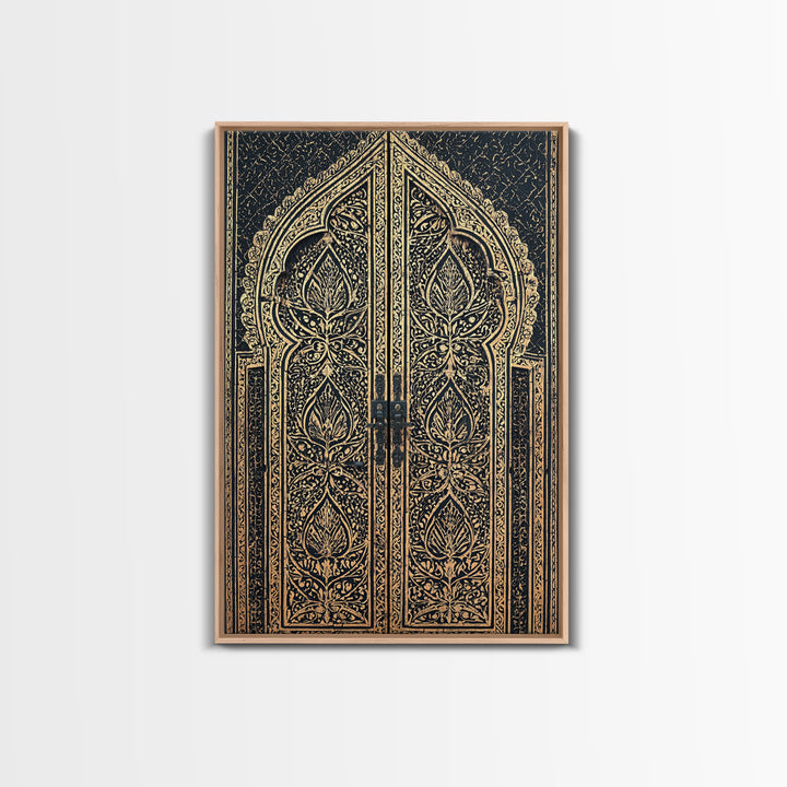 Black And Gold Ornate African Door Canvas Print, African Wall Art, Luxury Canvas Art, Spiritual Wall Decor, Boho Decor, Gold Black Canvas