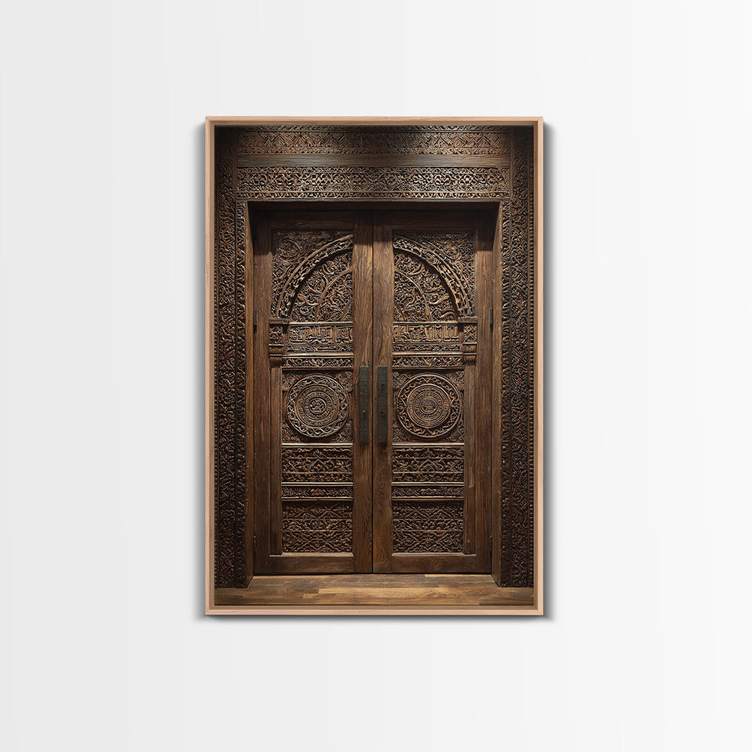 Dark Ornate African Wooden Door Wall Art, African Home Decor, Cultural Wall Decor, Rustic Decor, Statement Wall Piece, Carved Wood