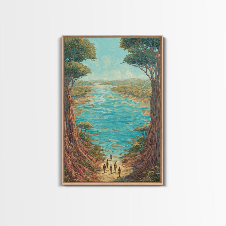 Turquoise African River Landscape Canvas Print, Jungle African, Safari Art, Nature Scene Art, Large Wall Art, Home Decor Gift