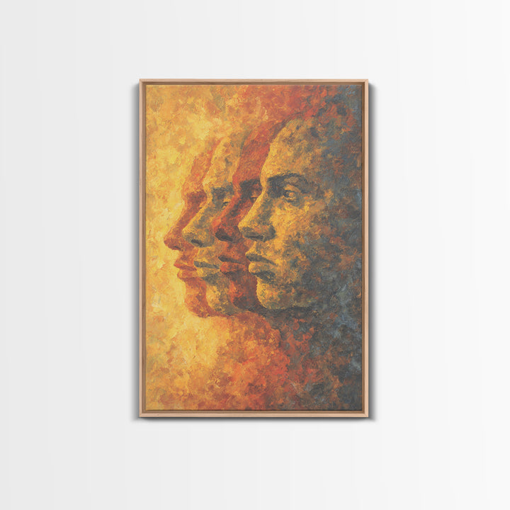 Warm Abstract African Faces Wall Art, Modern African Art, Cultural Portrait Canvas Print, Earth Tone Office Decor Gift For Her