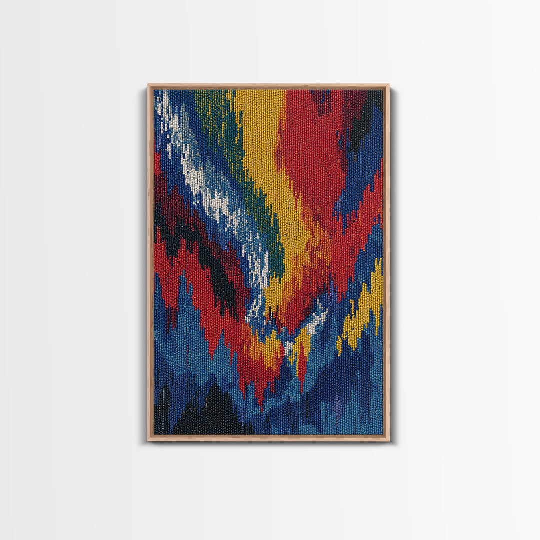 Bold Abstract Flame Feather Wall Art, Colorful African Inspired Canvas Print, Textile Art, Vibrant Modern Home Decor Gift